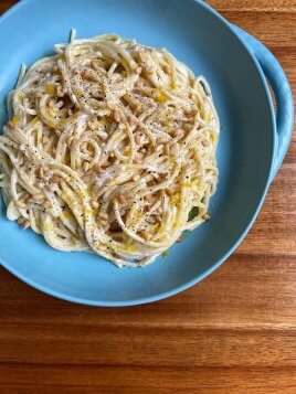 Lemon Ricotta Pine Nut Spaghetti