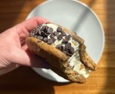 Chocolate Chip Cookie Ice Cream Sandwich (Dessert For 1!)