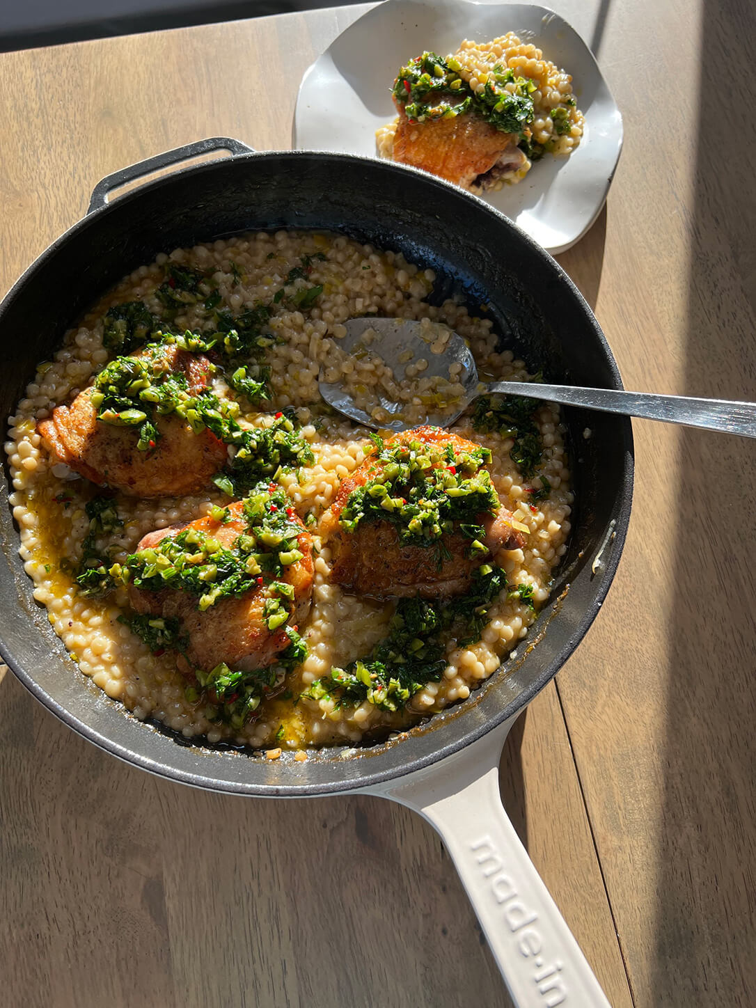 Lemony Green Olive Chicken with Couscous