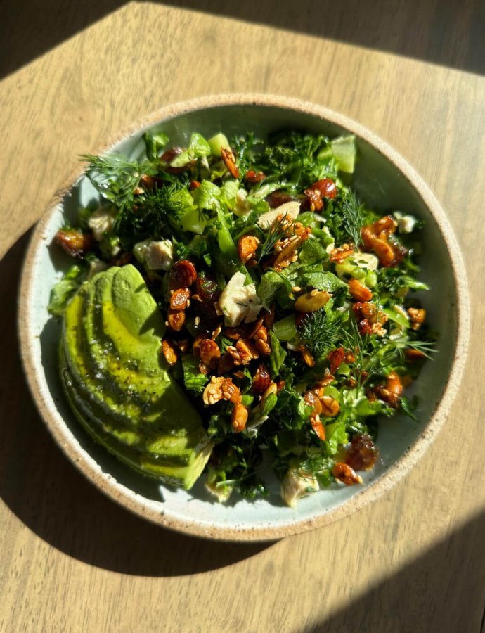 Chopped Chicken, Kale and Date Salad
