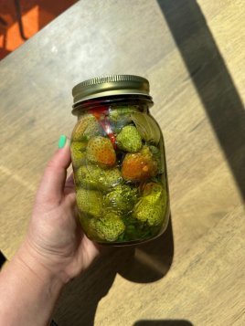 Pickled Green Strawberries
