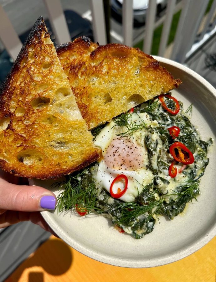 Creamed Swiss Chard and Eggs 