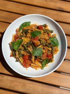 Stewy Green Bean and Bacon Pasta
