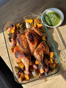 Roasted Chicken and Squash with Grapes