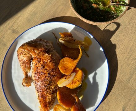 Roast Chicken and Golden Beets with Chunky Orange Vinaigrette