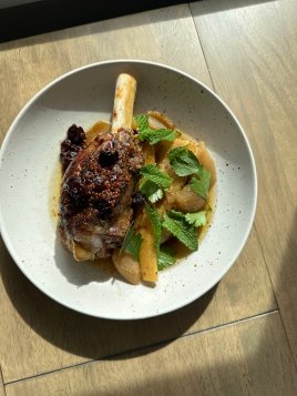 Slow Roasted Lamb Shanks and Parsnips with Agrodolce 